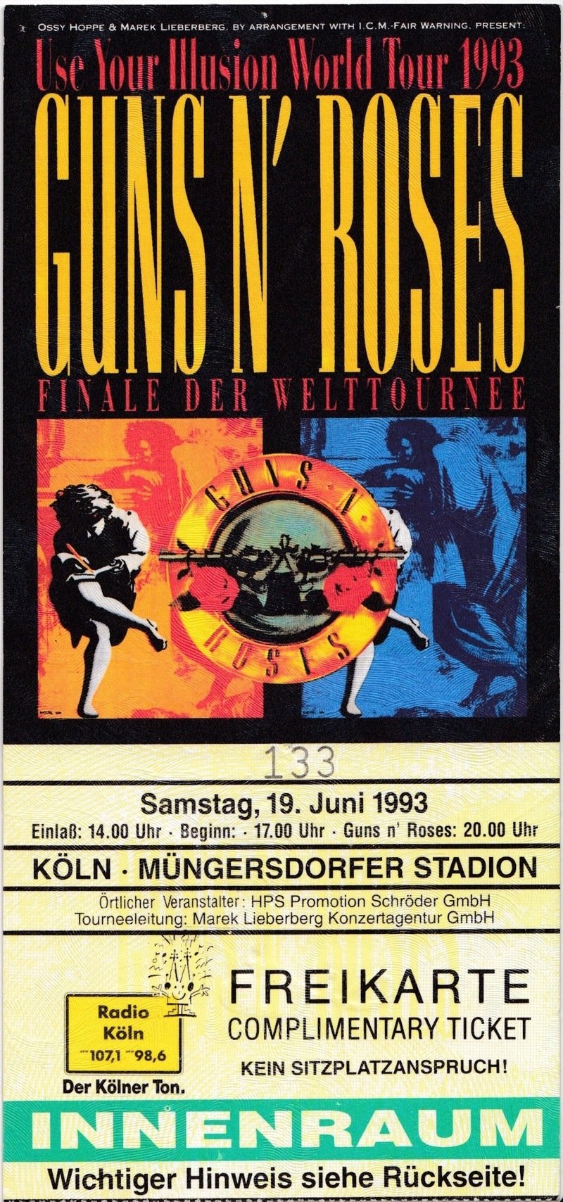 Guns N' Roses 1993 Used Ticket