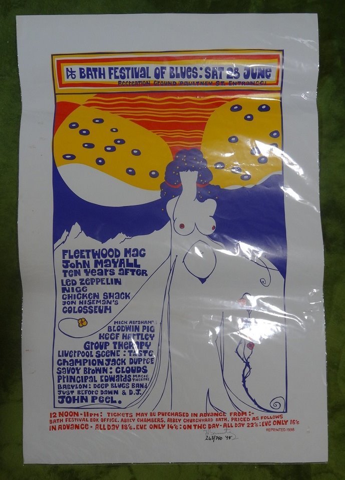 1969.6.28 Bath Festival of Blues Concert Poster Signed Numbered Reprint