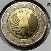 2 ユーロ硬貨A 2002年ドイツ　オフセットセンターローラッドダイ色違い 2 ユーロ硬貨A 2002年ドイツオフセットセンターローラッドダイ色