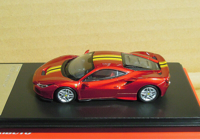 FERRARI F8 TRIBUTO (Candy red × Yellow stripe)1/64 XF Model