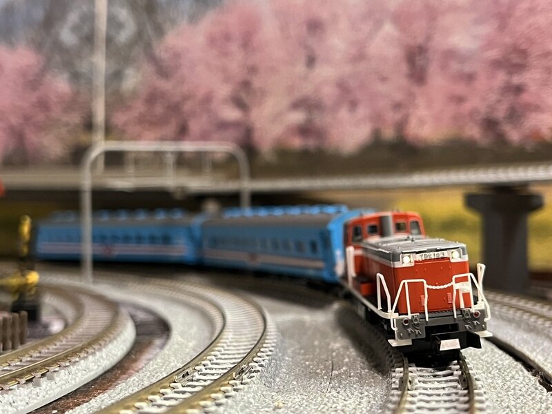 樽見鉄道　客車列車(TDE10-3・オハフ500形・樽見鉄道色)