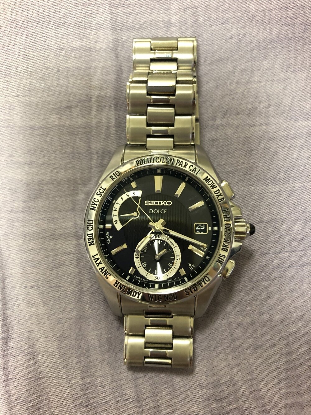 SEIKO DOLCE デイデイト 8B54-0AF1 ソーラー電波 黒文字盤